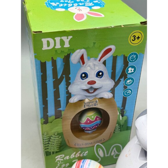 DIY gray Rabbit Egg Spinner With Colorful 4 Eggs Plastic used fun READ - Picture 4 of 9